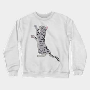 Playful Gray Tabby Cat Crewneck Sweatshirt